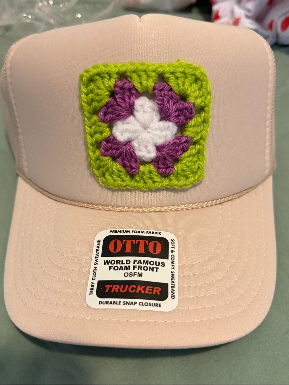 Crochet Patch Trucker Hat - Beige - Picture 3 of 3